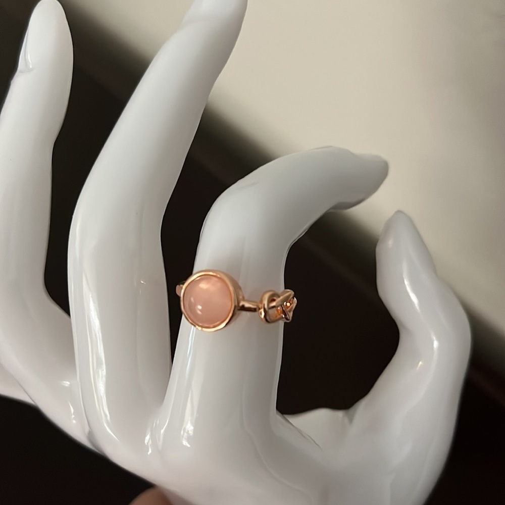 Women's Round Pink Rose Gold Zircon Ring Jewelry - Picture 4 of 4